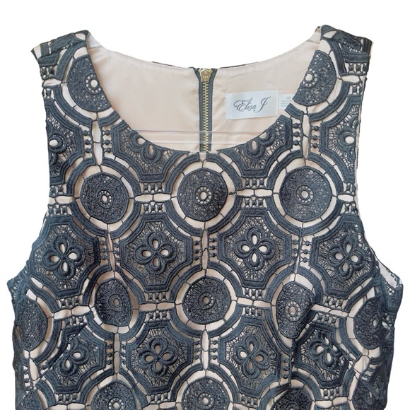 Eliza J Black Lace Shift Dress - Sleeveless Crew Neck Event - Size 10P - Petite - Picture 4 of 15